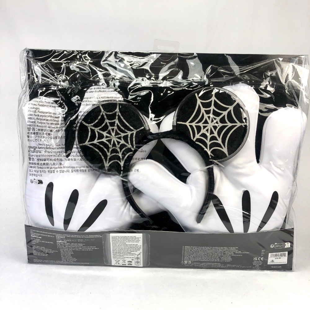 Disney Halloween Mickey Mouse Gloves Light-Up Skeleton Costume Accessory Set NEW - Picture 1 of 4